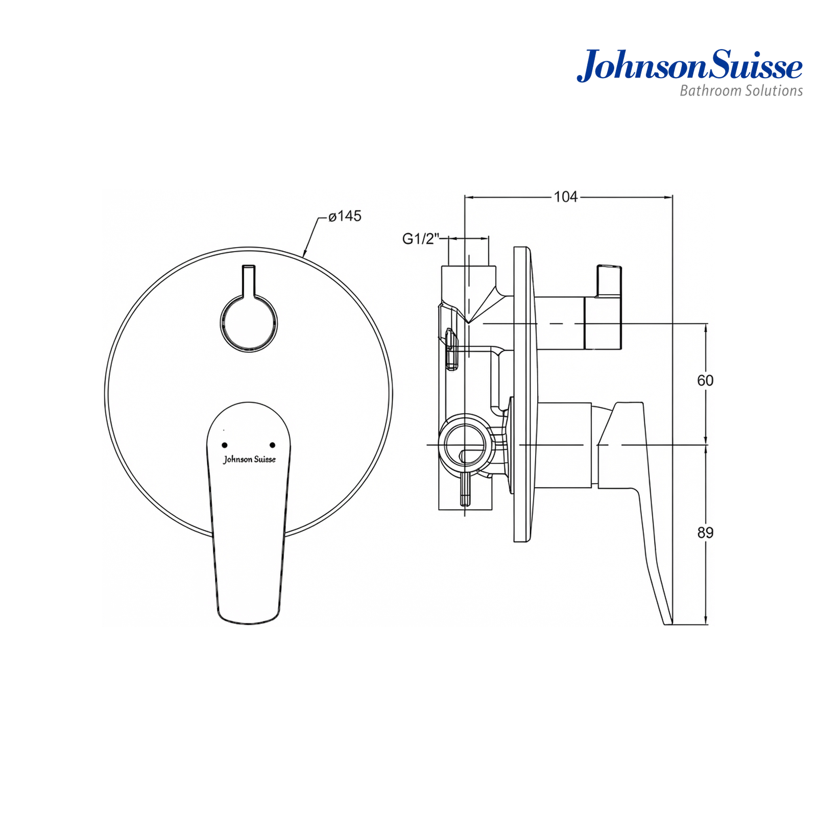 Johnson Suisse Lazio Single Lever Concealed Bath-Shower Mixer | WBFA301695 | Chrome