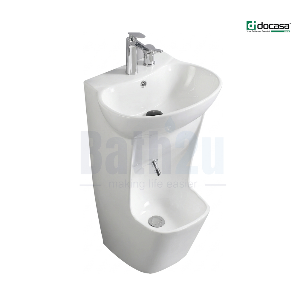 Docasa B666 500mm Floor-Mounted Wudu Basin | Premium High-Gloss Ceramic Glossy White