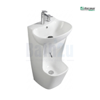 Docasa B666 500mm Floor-Mounted Wudu Basin | Premium High-Gloss Ceramic Glossy White
