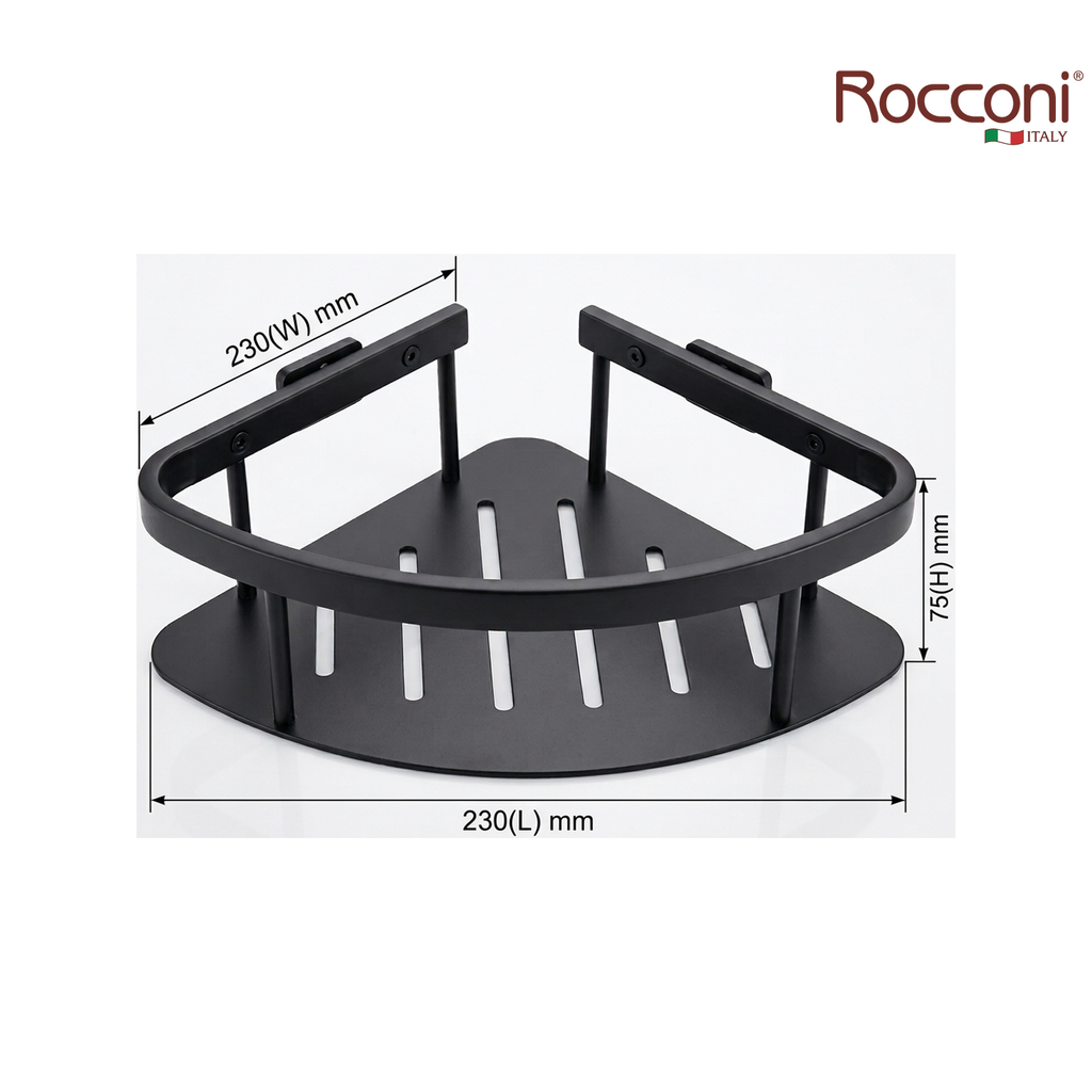 Rocconi RCN 4701GM 230mm Corner Shower Basket | Gun Metal