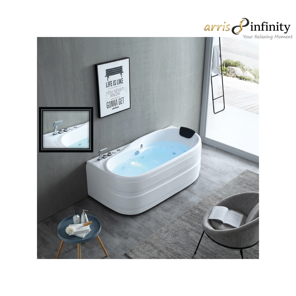 ARRIS INFINITY Taverna 1700mm Rectangular Massage Bathtub Luxury Jacuzzi | White
