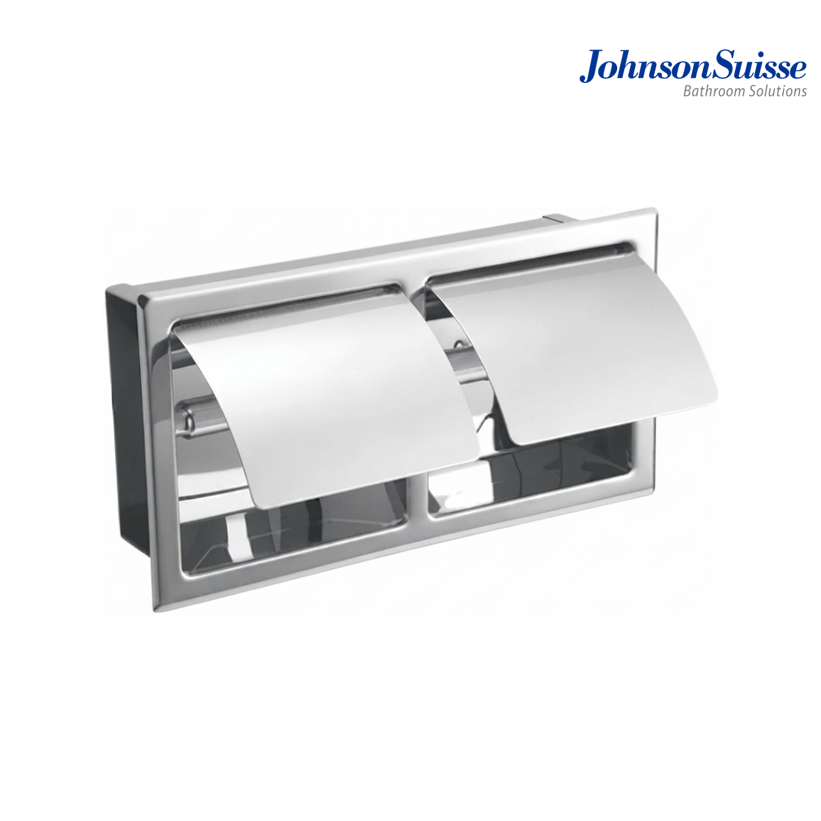 Johnson Suisse Commercial Series Semi Recessed Toilet Roll Holder with Cover | WBBA100128CP | Silver