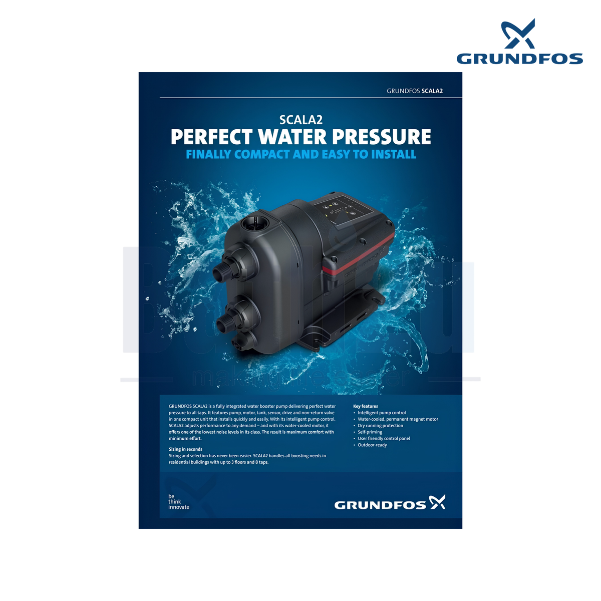 Grundfos SCALA2 3-45 550W 50 L/min Self-Priming Automatic Home Water Pressure Booster Pump