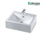 Docasa 283 515mm Ceramic Counter Top Basin | White Modern Wash Sink for Bathroom & Toilet