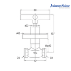 Johnson Suisse Asti-N 1/2" Cross Handle Stop Valve with Flange | WBFA301684CP | Chrome