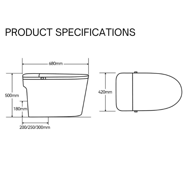 DOCASA A8000 Ceramic PTRAP STRAP 200MM 250MM 300MM Smart Toilet Bowl Set Auto Sensor Dual Flush Tankless Water Closet