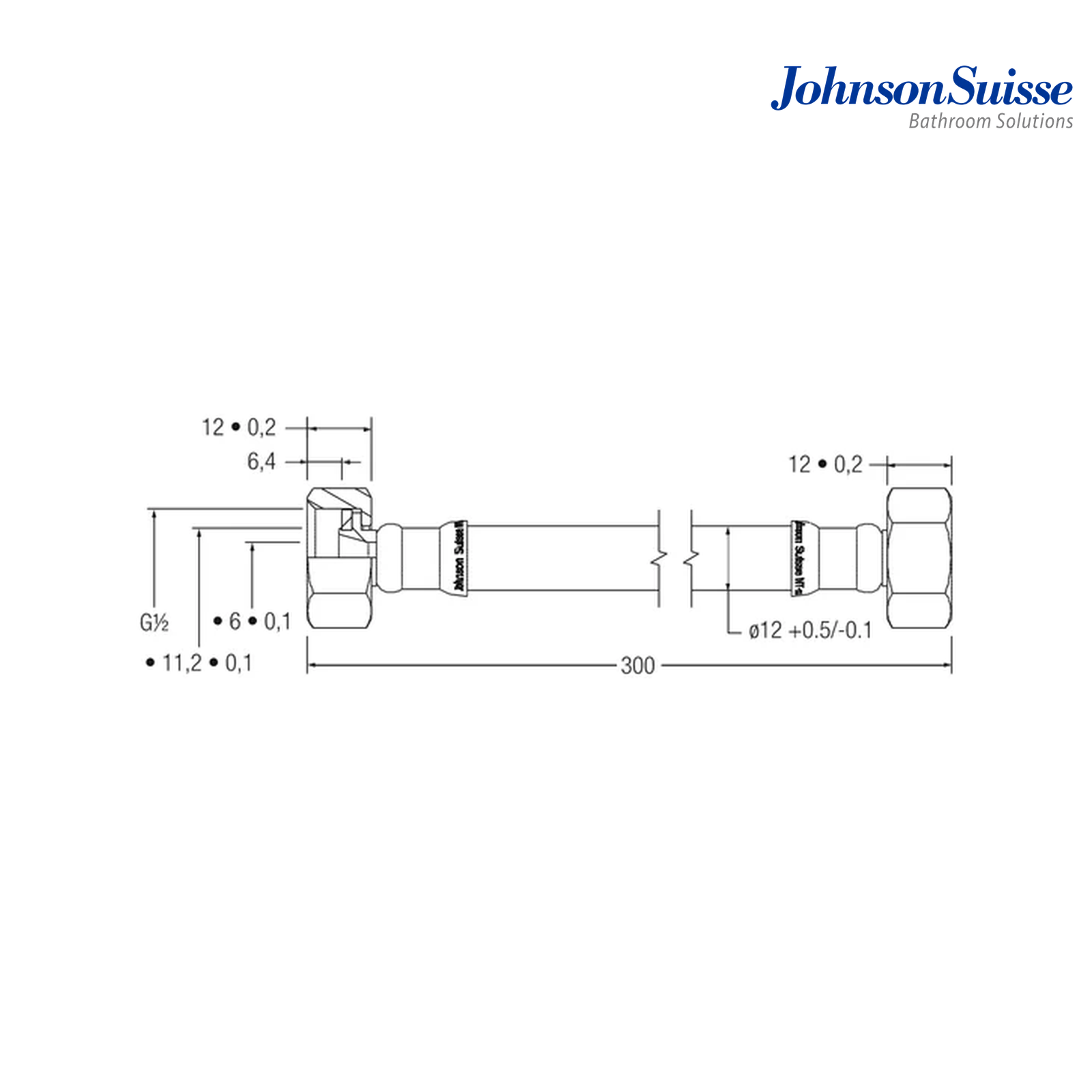 Johnson Suisse WBFA300713CP 300mm Stainless Steel Reinforced Flexible Hose | Silver