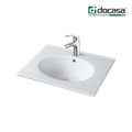 Docasa 3060B 600mm Ceramic Above Counter Basin | White Modern Wash Sink for Bathroom & Toilet