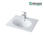 Docasa 3060B 600mm Ceramic Above Counter Basin | White Modern Wash Sink for Bathroom & Toilet