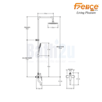 Felice FS-8153GM Exposed Shower System 3-Way Single-Lever Mixer with Adjustable Rise Pipe | Gun Meta ABS