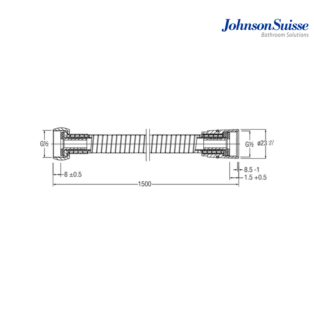 Johnson Suisse WBFA300583CP 1.5m Double Interlock Shower Hose | Polished Stainless Steel