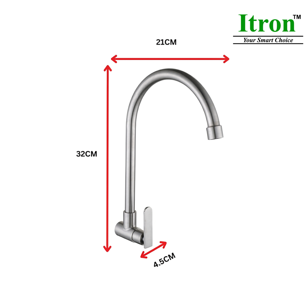 ITRON ITN-118L Kitchen Tap Stanless Steel | Silver