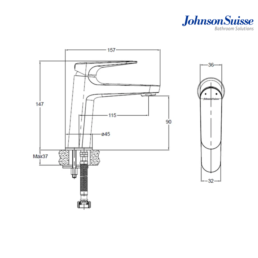Johnson Suisse Resina Single Lever Basin Mixer  | WBFA301708CP | Chrome