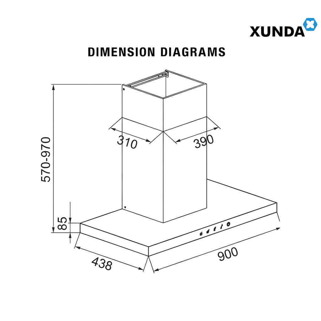 XUNDA CXW-218-WT2004 900mm Kitchen Hood Cooktops Hood and Hob | Silver