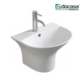 Docasa 5300B 580mm Ceramic Wall Hung Basin | White Modern Wash Sink for Bathroom & Toilet
