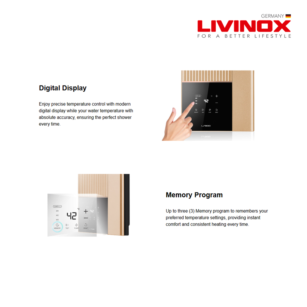 Livinox LWH-LS800-DC-SS Water Heater with Inverter DC Pump | Soft Sand