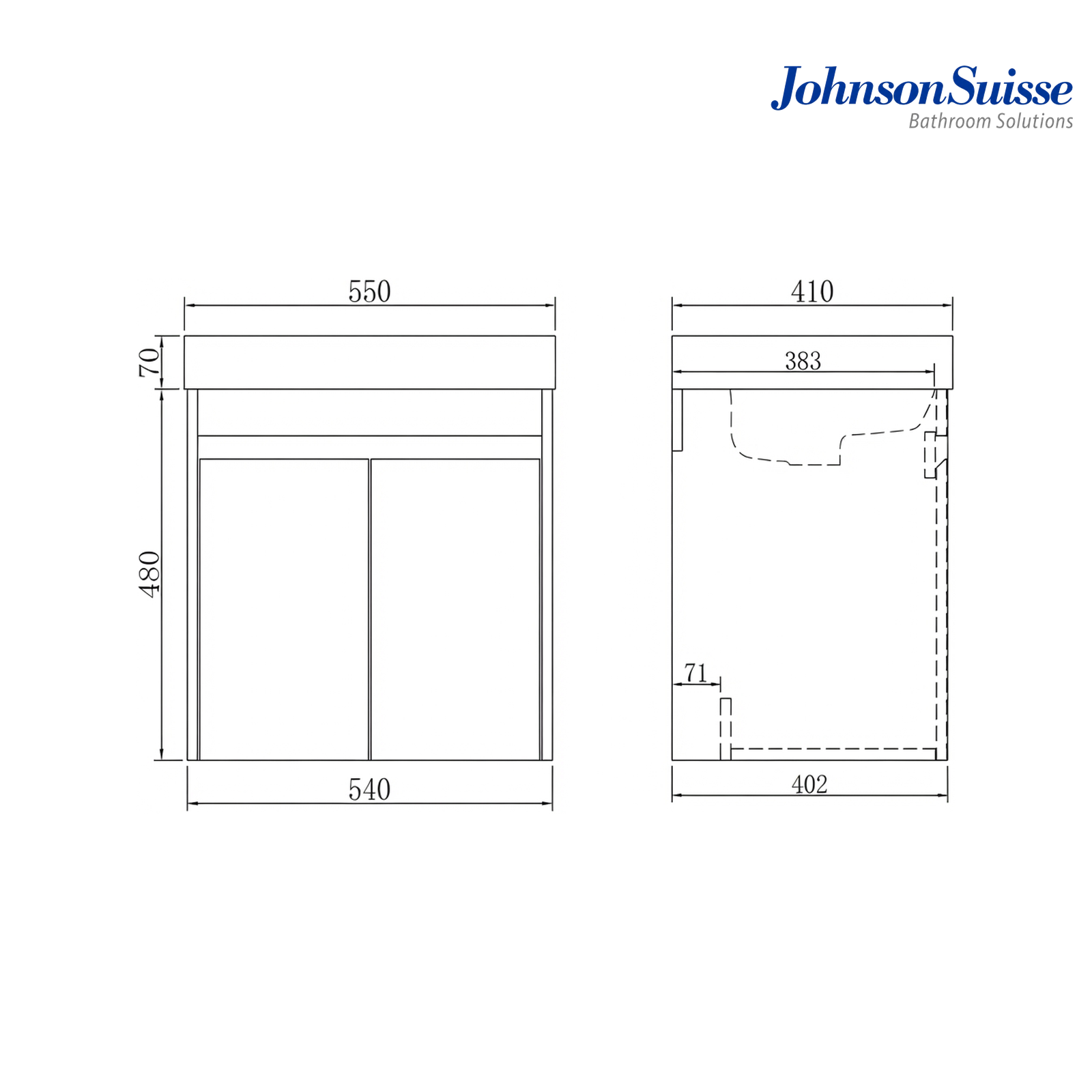 Johnson Suisse WBSC950210WW 550mm Basin Cabinet | White