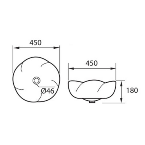 DOCASA 1046 400mm Flower Counter Top Wash White Basin come with single pre-punched tap hole & cap