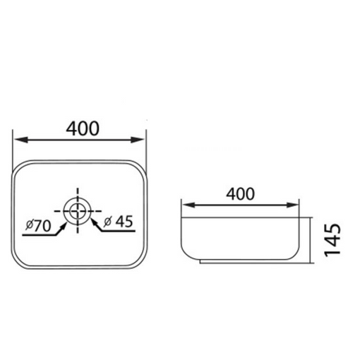 DOCASA 1085 400mm Square Counter Mounting Wash White Basin come with single pre-punched tap hole & cap