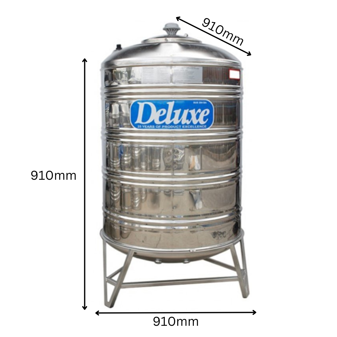 DELUXE 850 Liter Stainless Steel Round Bottom With Stand Water Tank