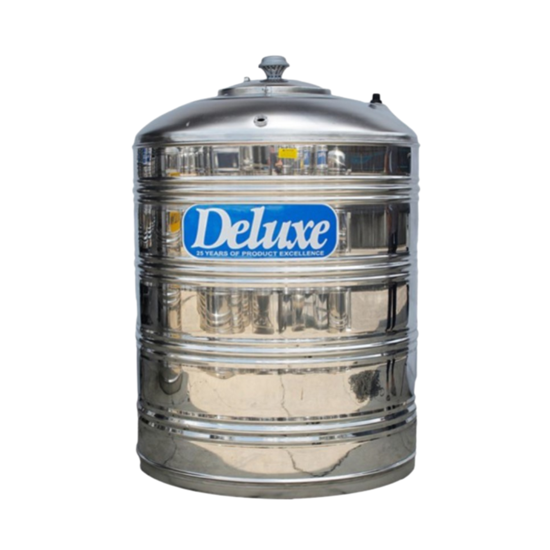 DELUXE 1000 Liter Stainless Steel Round Flat Bottom Water Tank Without Stand