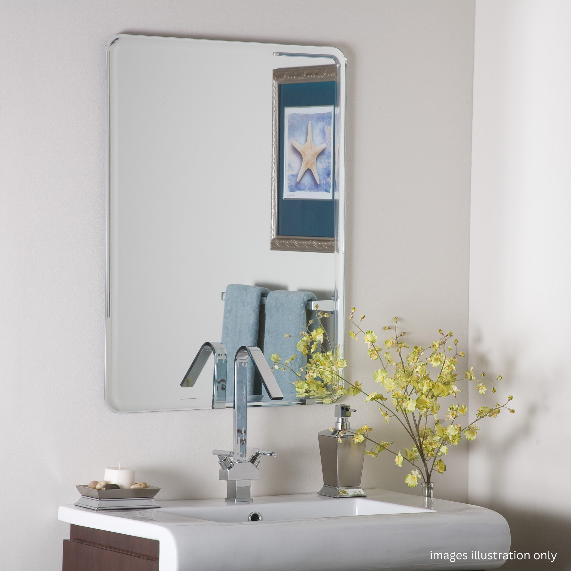 4mm Frameless Mirror - Rectangular Curve Shape