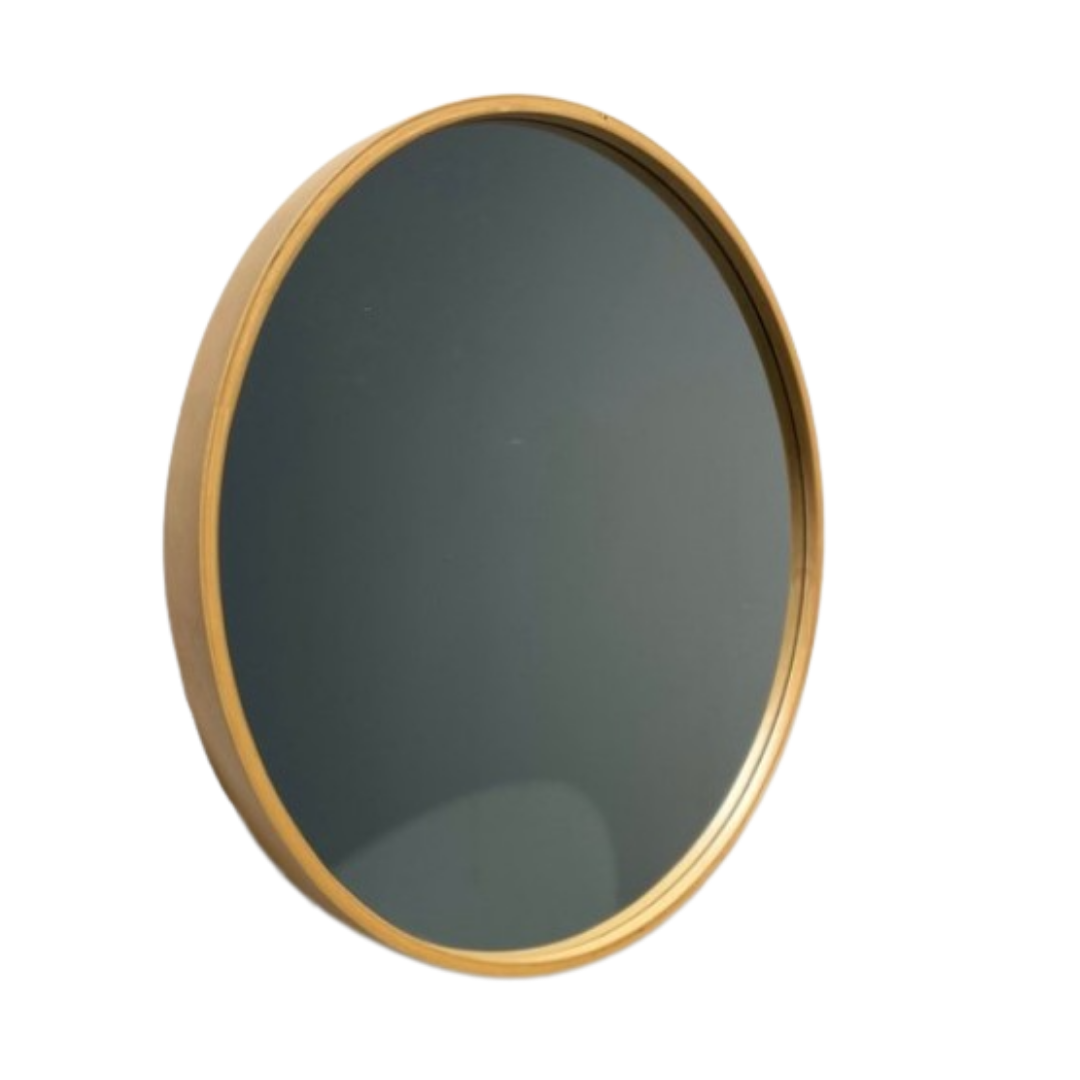 GLOREX 560mm Natural Frame Round Mirror