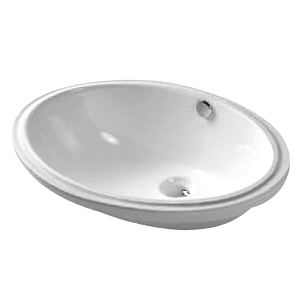 DOCASA 420mm Self Rimming Wash Basin come with single pre-punched tap hole, overflow & cap
