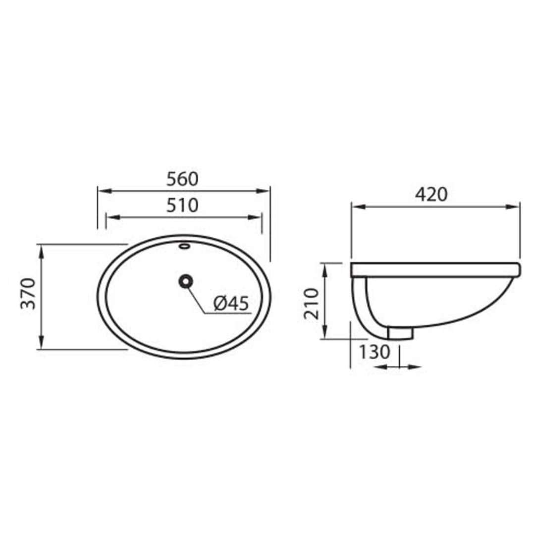 DOCASA 420mm Self Rimming Wash Basin come with single pre-punched tap hole, overflow & cap