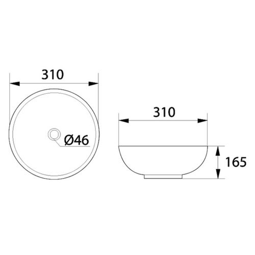 DOCASA 215F 310mm White Round Counter Top Wash Basin