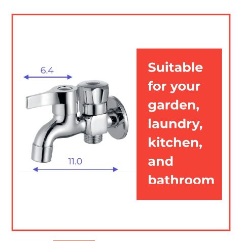 2-way Wall Bib Tap Brass Chrome - Prophex