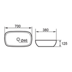 DOCASA 700mm Counter Top Wash Basin come with single pre-punched tap hole & cap
