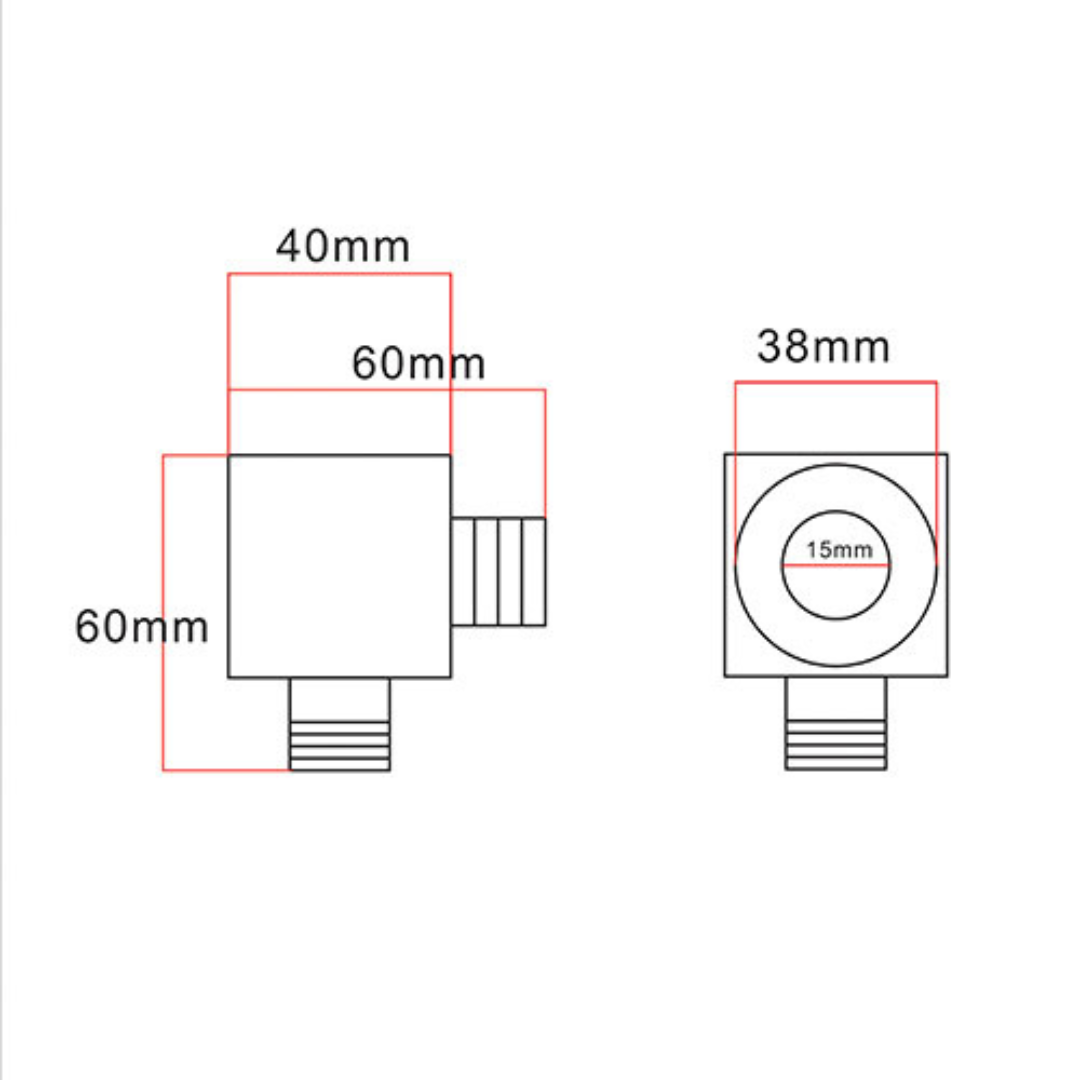 SORENTO Wall Mounted Brass Square Union Concealed Shower Connector - Matte Black