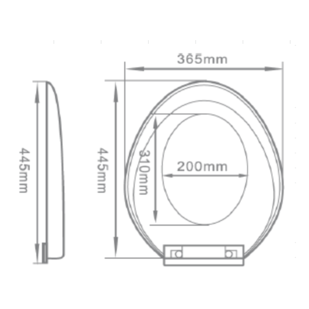 Elongated 365mm Soft-Close Seat & Cover