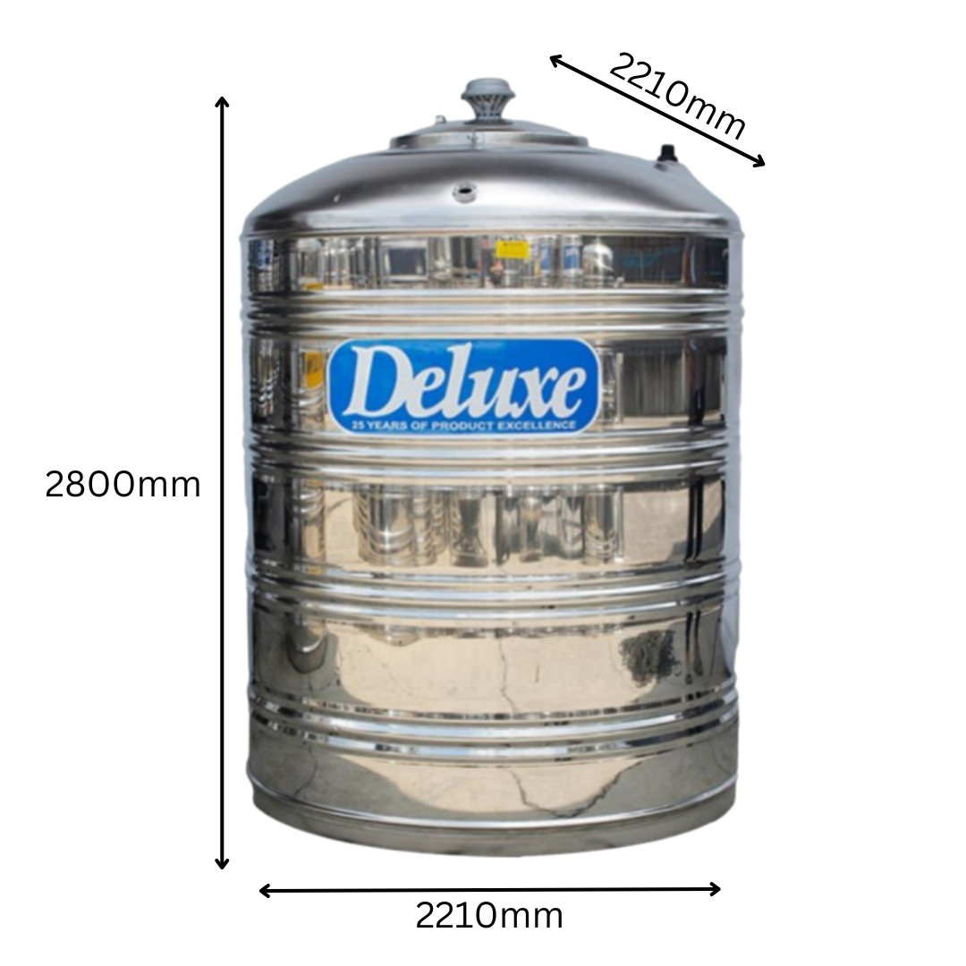 DELUXE 10000 Liter Stainless Steel Round Flat Bottom Water Tank Without Stand