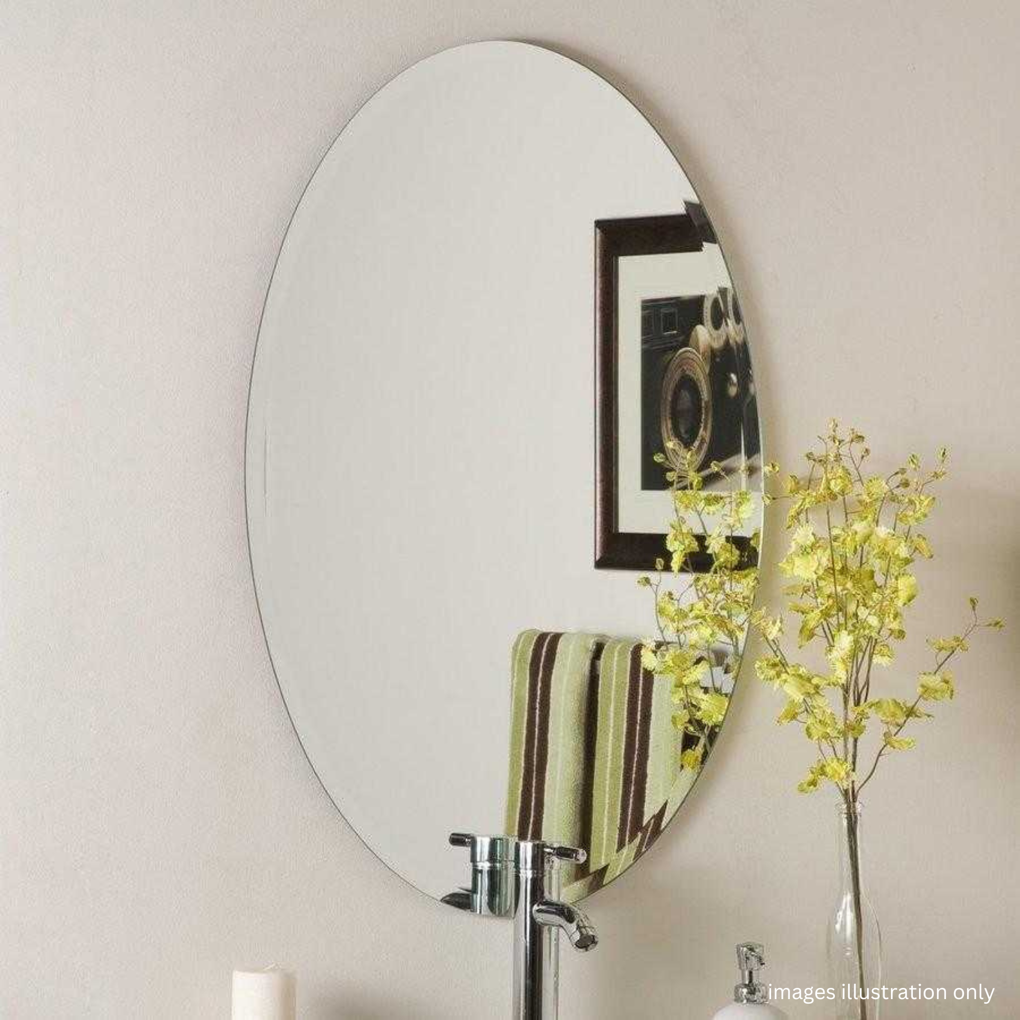 4mm Frameless Mirror - Oval Shape