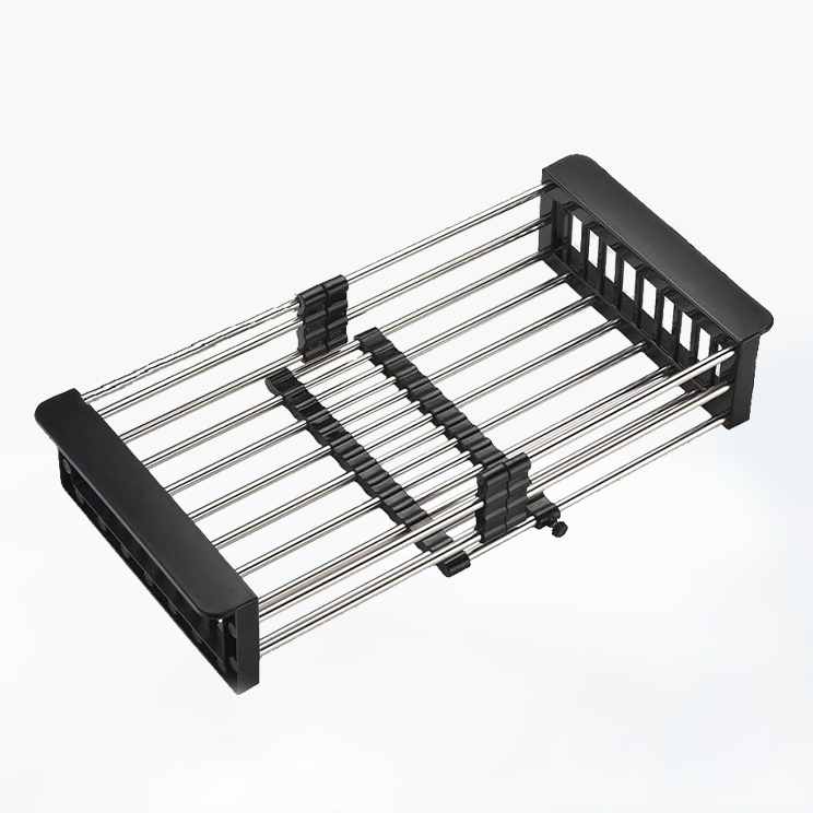 TAPI Black Adjustable Stainless Steel Basket for Kitchen Sink