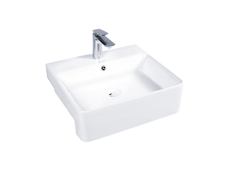 DOCASA White Semi Recessed Wash Basin come with single pre-punched tap hole & overflow