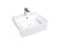 DOCASA White Semi Recessed Wash Basin come with single pre-punched tap hole & overflow