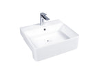 DOCASA White Semi Recessed Wash Basin come with single pre-punched tap hole & overflow