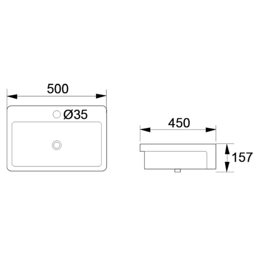 DOCASA White Semi Recessed Wash Basin come with single pre-punched tap hole & overflow