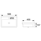 DOCASA White Semi Recessed Wash Basin come with single pre-punched tap hole & overflow