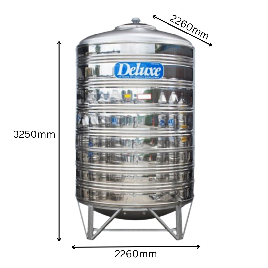 DELUXE 10000 Liter Stainless Steel Round Bottom With Stand Water Tank