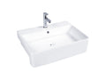 DOCASA White Semi Recessed Wash Basin come with single pre-punched tap hole, overflow & cap