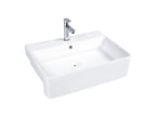 DOCASA White Semi Recessed Wash Basin come with single pre-punched tap hole, overflow & cap
