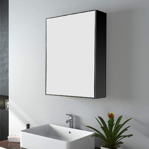 600mm Black Bathroom Mirror Box