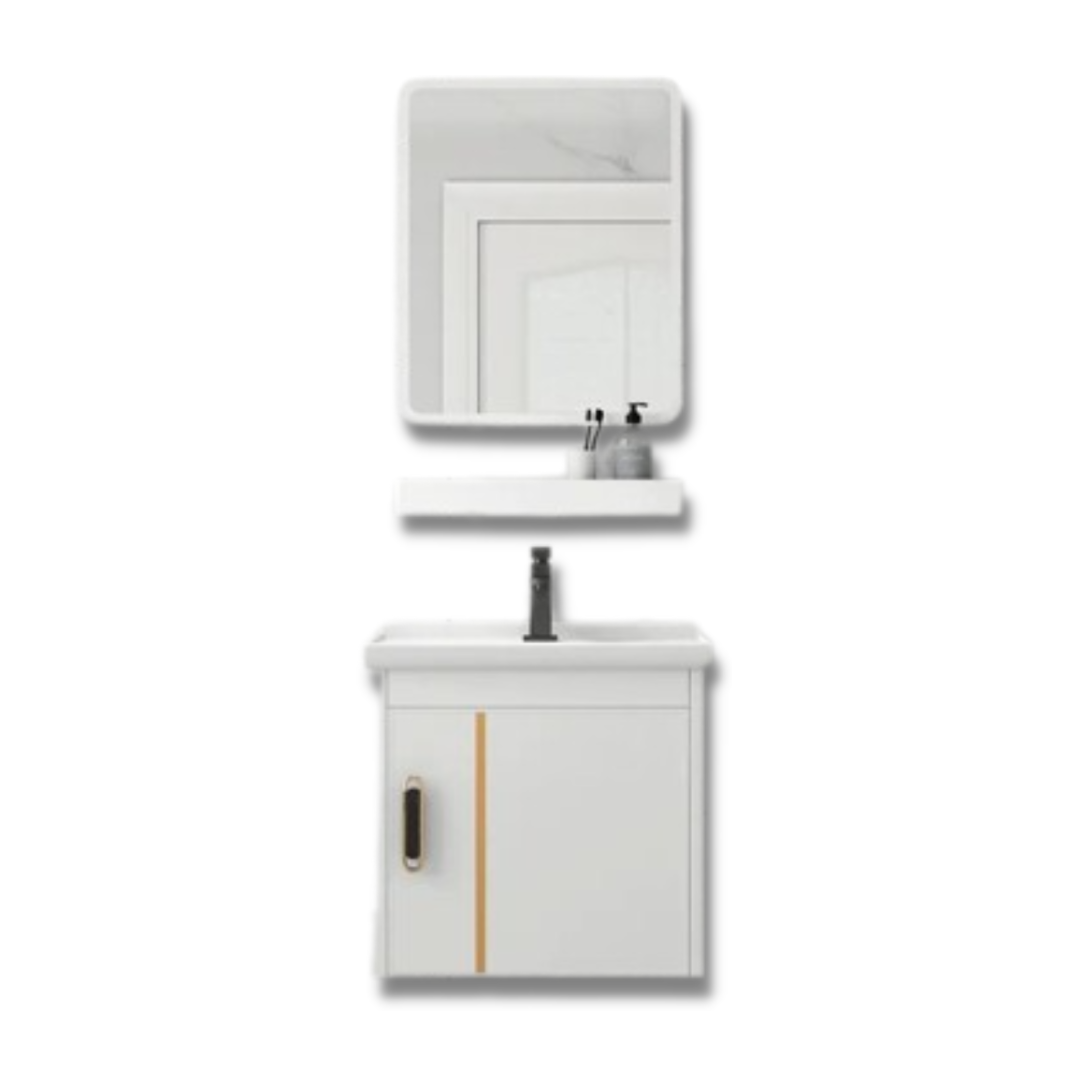 DOCASA 400mm White Wall Hung Aluminum Basin Cabinet Set