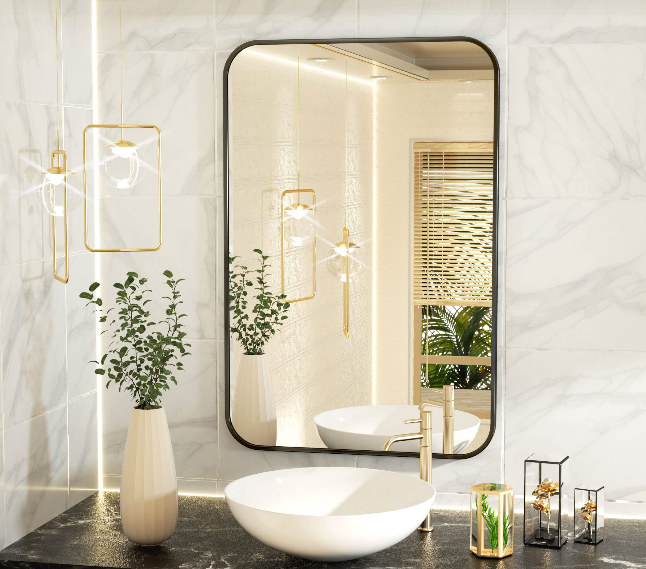 TAPI 630mm Black Square Frame Mirror