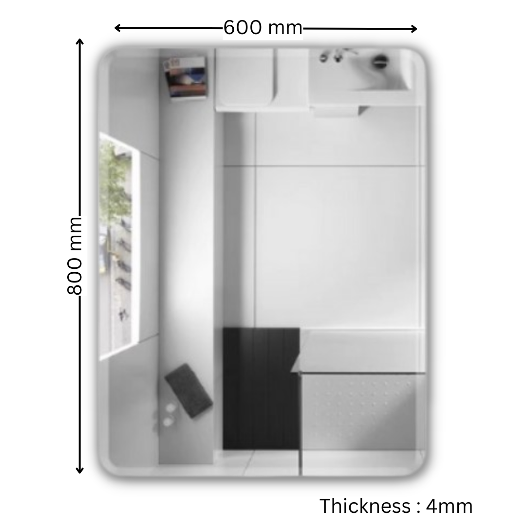 GLOREX 800mm Frameless Rectangular LED Mirror
