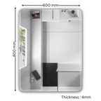 GLOREX 800mm Frameless Rectangular LED Mirror